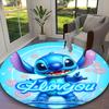 1pc Stitch Galaxy Pastel Floral Blue Rug, Comfortable Printed Home Round Carpet, Cozy Office Chair Rug