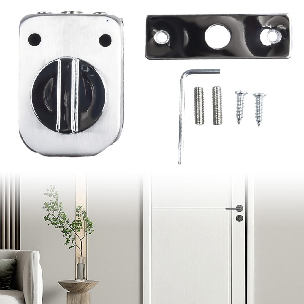 Glass Door Lock Stainless Steel Latch Punch-free Ground Lock Bathroom Balcony