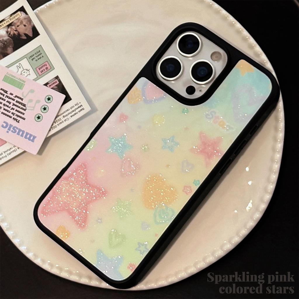 Glazed Sand Suitable for Apple 15 Promax Mobile Phone Case Iphone16 Dream Color Stars 12 Acrylic 13 Hard 14