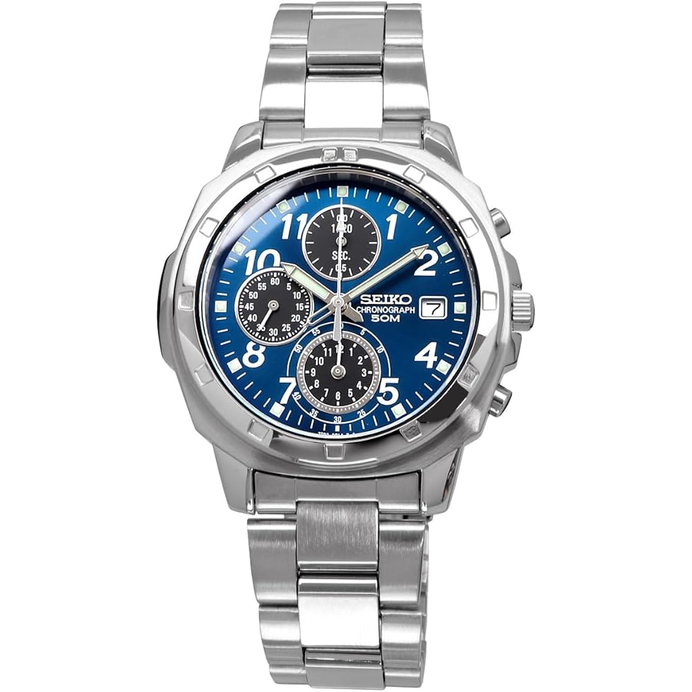 Мужские часы Seiko Chronograph Quartz SND193P Серебристые с таймером 1/20 секунды Импортная модель