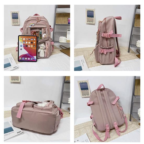 Студенческий рюкзак эргономичный большой емкости с плюшевым медведем куклой для книги ноутбука