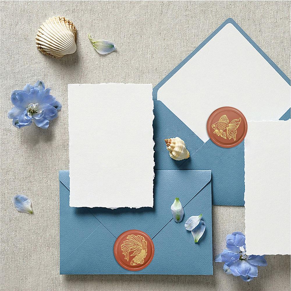 1 шт. Серия «Океан» Сургучные печати Трезубец Золотая рыбка Крюк Акула Узор Сургучные печати 25 мм Съемная латунная головка Для украшения