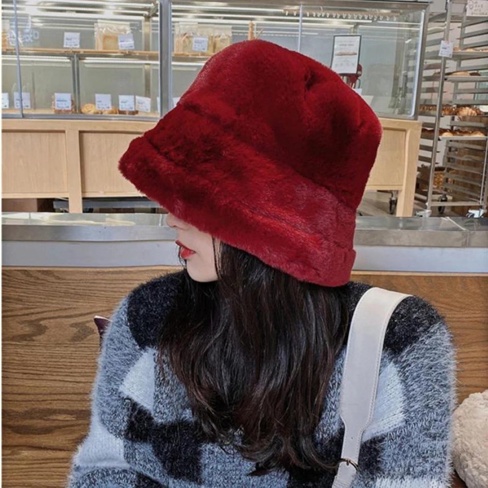 1 Pcs New Hat for Women In Winter Warm Imitation Mink Fur Fisherman Hat Korean Version Fashionable Versatile Bucket Hat