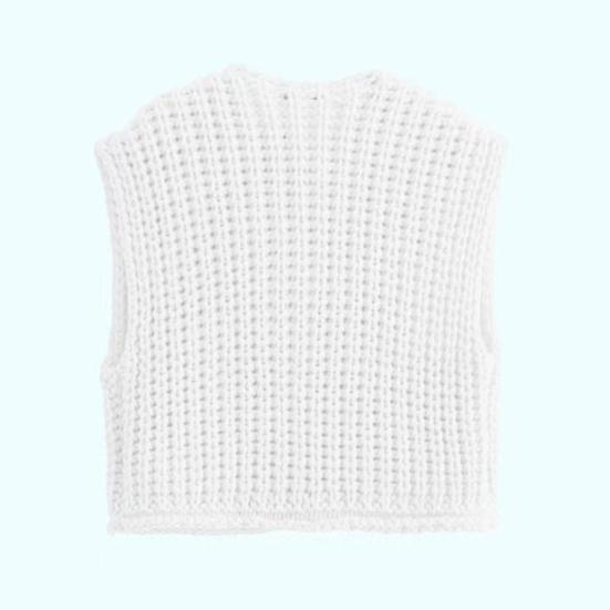 Women Sweater Vest V-neck Sleeveless Button Down Cardigan with Pockets Solid Color