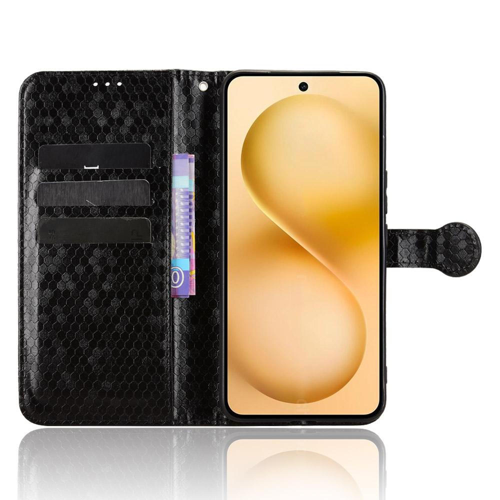 For Vivo V60 5G Wallet Case Dot Pattern Imprint PU Leather Phone Cover with Wrist Strap