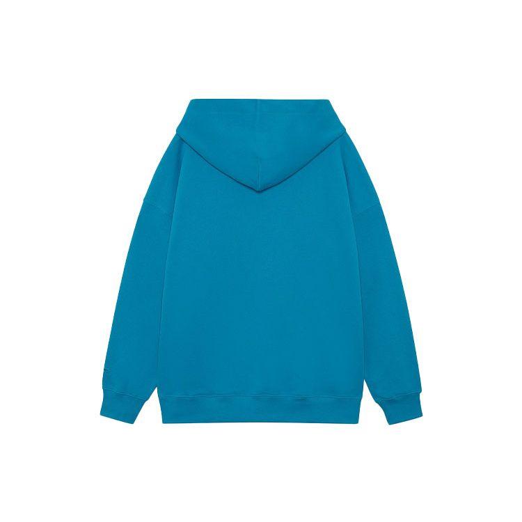 Мужские толстовки Li Ning Sports Trend Series с небольшим карманом и логотипом, однотонные, свободные, нефритово-синие AWDR869-4