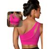 Women's Casual One-Shoulder Sports Tank Top With Back Hollow-Out Design, Comfort Fit Activewear Vest Top - Breathable Fabric