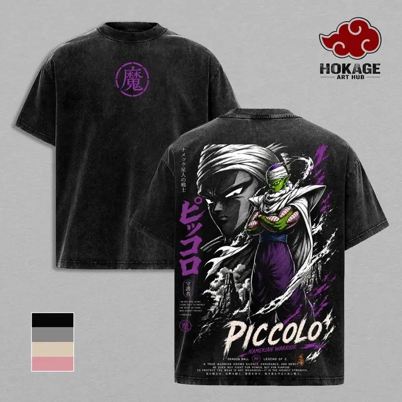 Пикколо DBZ Винтажная Аниме Графическая Футболка Унисекс Плотный Хлопок