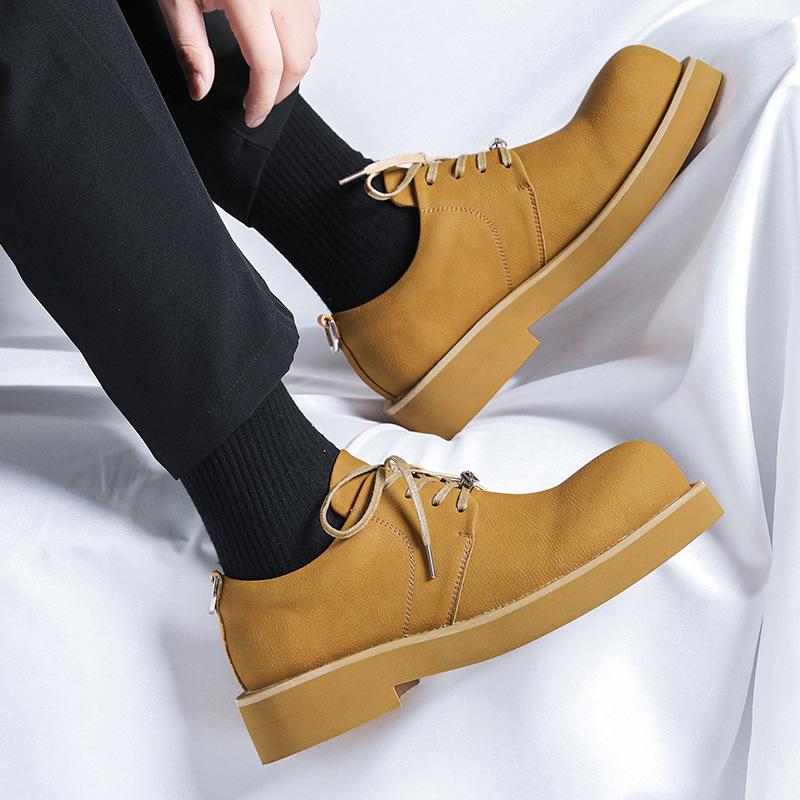 Увеличивающие рост туфли на платформе Paris big head мужские туфли Дерби ретро уличные красивые желтые кожаные туфли 177177-E