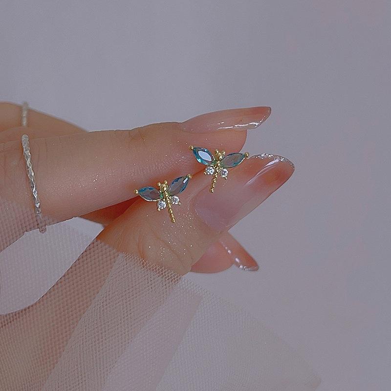 Insect Stud Earrings for Women Zircon Dragonfly Earrings Small Exquisite Design Jewelry Female Simple Accessories Girls Gift Butterfly Stud Earrings