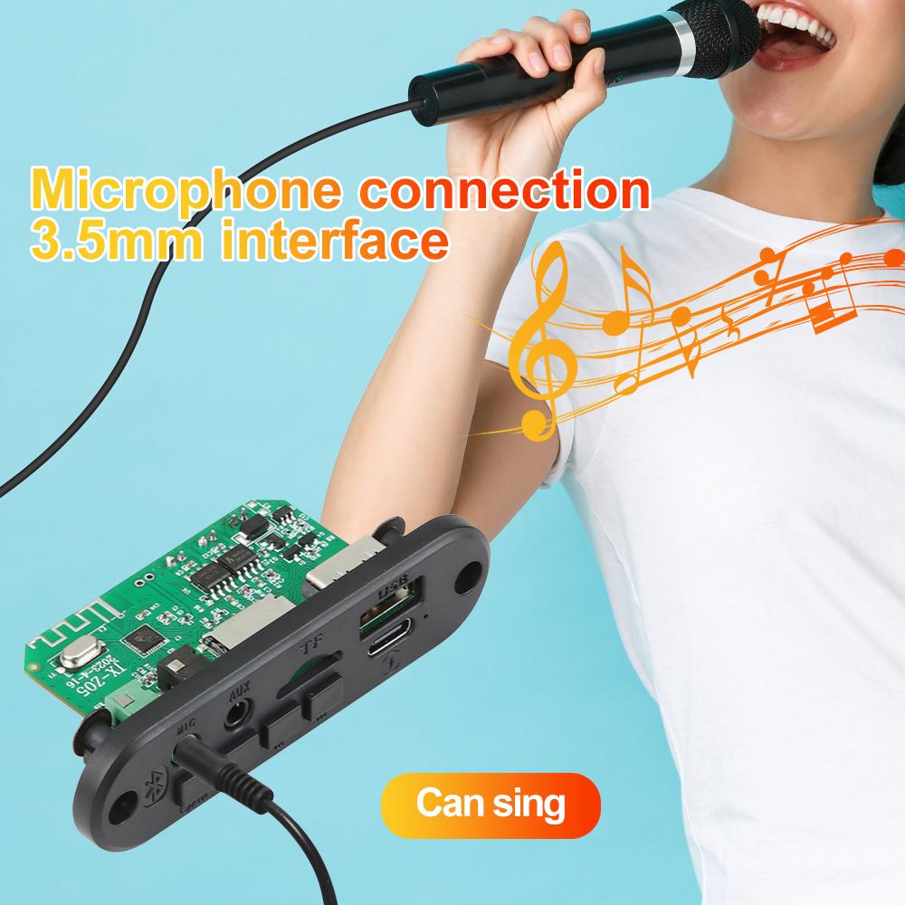3.7V-5V Bluetooth 5.0 MP3 Decoder Board 2*3W Amplifier Support Hands-free Call Audio Recording USB TF FM Radio Car Mp3 Music Player Speaker