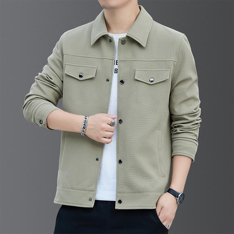 High Quality Work Jacket for Men Spring New Korean Style Lapel Business Casual Green Men's Jacket