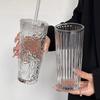 Glass Cup with Lid, High-value Appearance, Universal Coffee Cup, Large Capacity, Straw Cup, Light Luxury, High-end Feeling