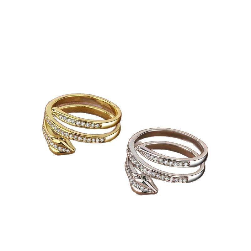 Korean Fashion Hip-Hop Snake Ring with Diamonds