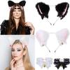 2 Pcs Plush Cat Ear Headband With Bells Headwear Make Up Bells Necklace  Costume Party