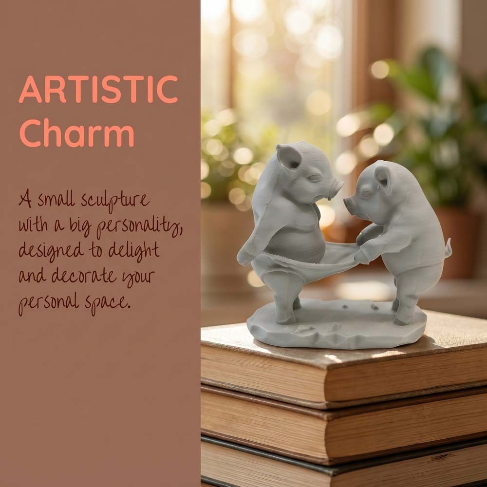 Animal Crafts Cartoon Pig Figurine Creative Animal Pig Model 3D Printed Pig Toy Home Decoration
