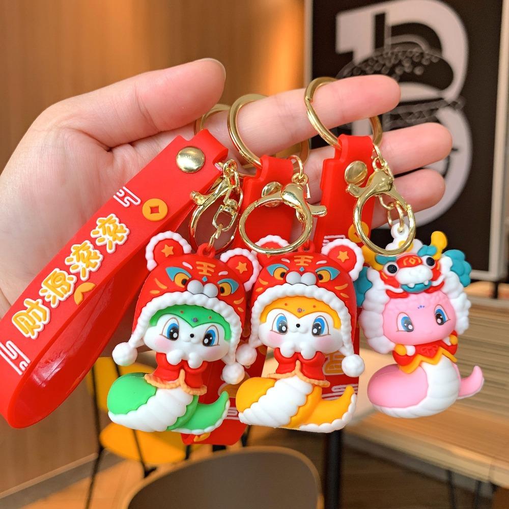Good Lucky Snake Keychain Lion Dance Snake Key Ring Cute 2025 New Year Pendant Bag Charm