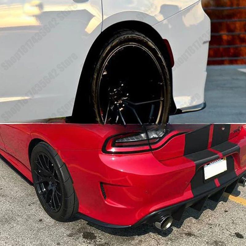 2PCS For Dodge Charger 2015-2025 2025 SRT RT SXT Rear Bumper Lip Wrap Angle Rear Corner Spats Side Splitters Aprons Winglets Bod