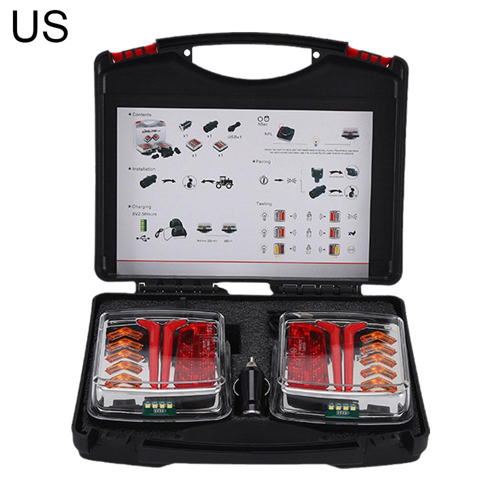 1 Set 12V 24V 30M Wireless Magnetic LED Tail Light Light Camper Trailer Signal Rear Warning Truck Brake RV Lorry N9V0