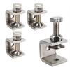 Set of 4 Lemfema Stainless Steel C-Clamps, Adjustable Opening Width, 20mm, Screw-Type, for Sheet Metal Clamping, Anti-Slip, and Rust-Resistant, for Gl