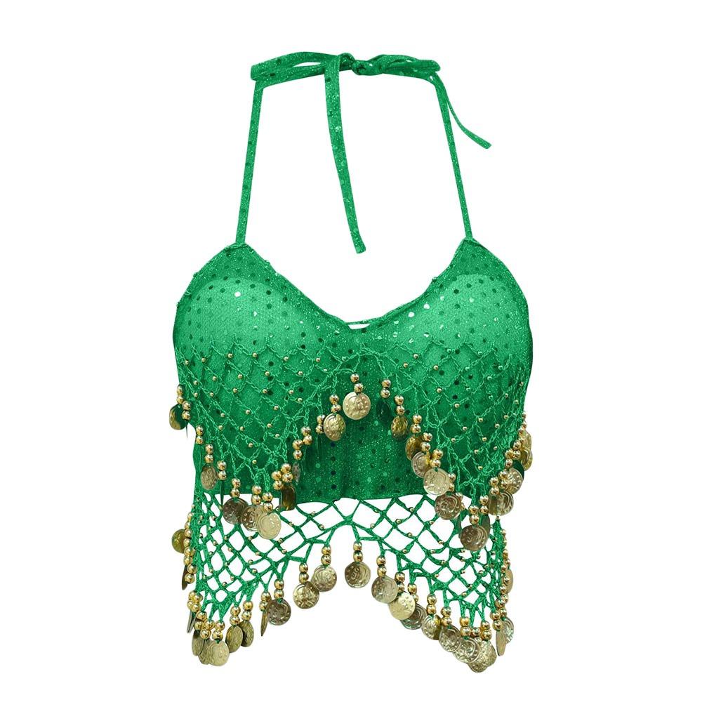 Tassel Latin Dance Top Shiny Stage Performance Top Charming Sequins Crop Top  Festivals