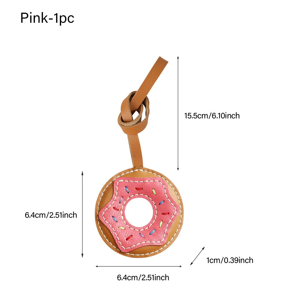 CRAZYSMITH Handmade Donut Bag Pendant Genuine Leather Bag Keychain For Handbags Interesting Stylish Leather Bag Accessories