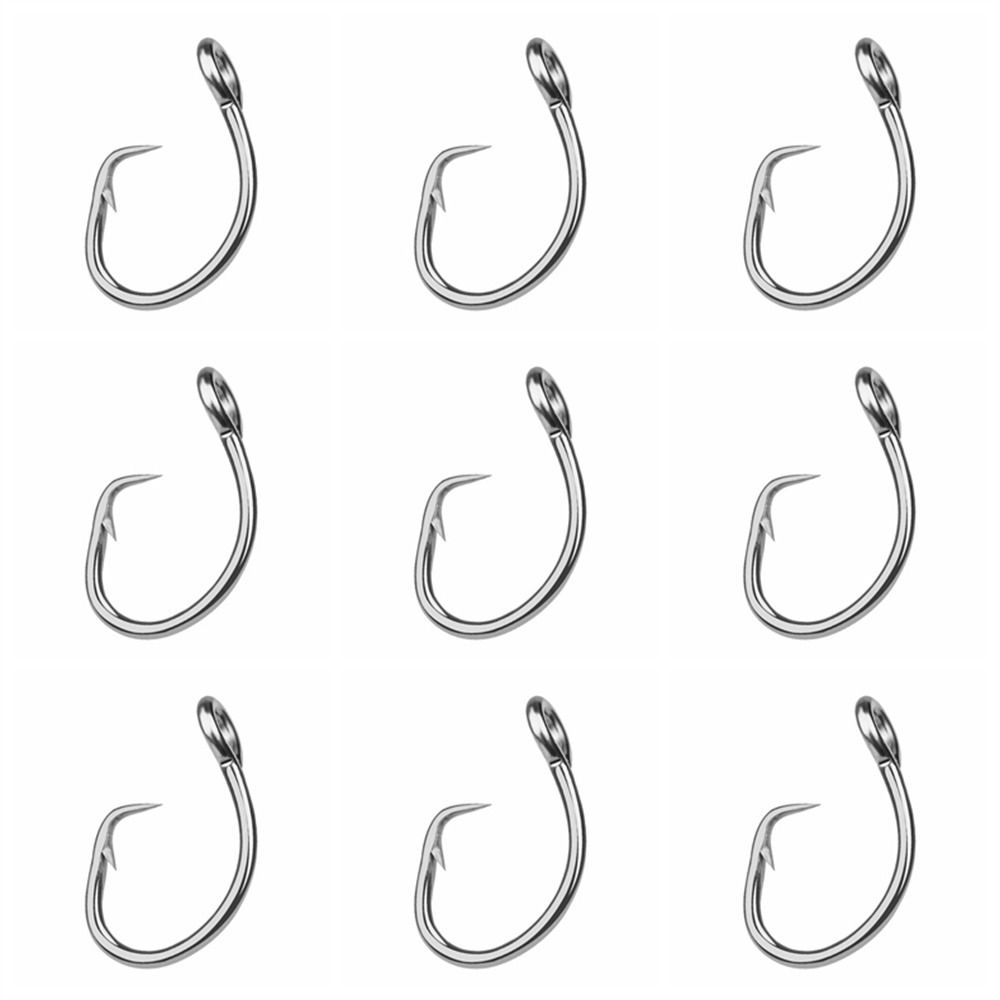 5pcs Stainless Steel Giant Fishing Hook 11/0#-16/0# Big Game Fishhook Tuna Hook  Boat/Ocean