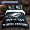 Персонализированный комплект постельного белья Philadelphia Eagles с текстом имени, 1 пододеяльник и 2 наволочки, Персонализированный подарок для спальни