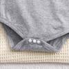 1-18 Months Newborn Baby “Heaven Sent“ Print Cotton Bodysuit Cute Grey Short Sleeve Jumpsuit Onesie