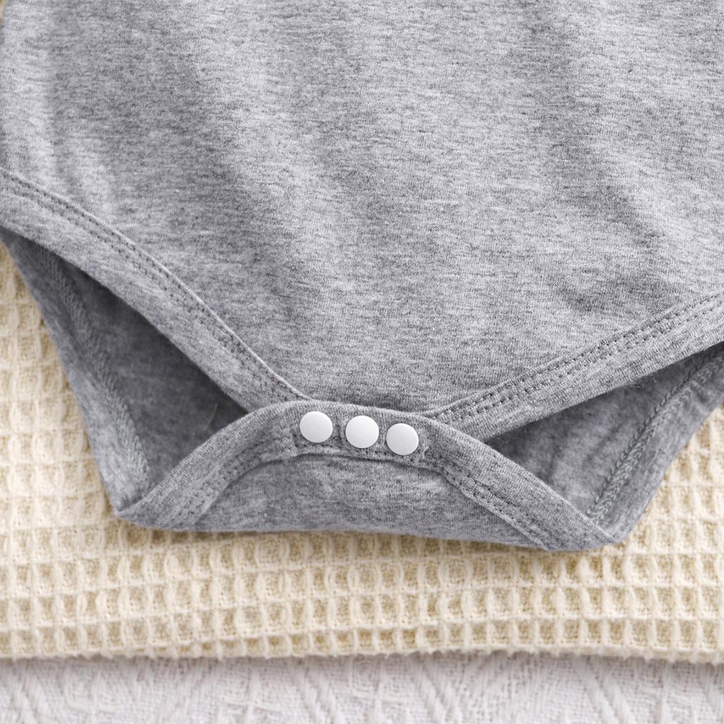 1-18 Months Newborn Baby “Heaven Sent“ Print Cotton Bodysuit Cute Grey Short Sleeve Jumpsuit Onesie