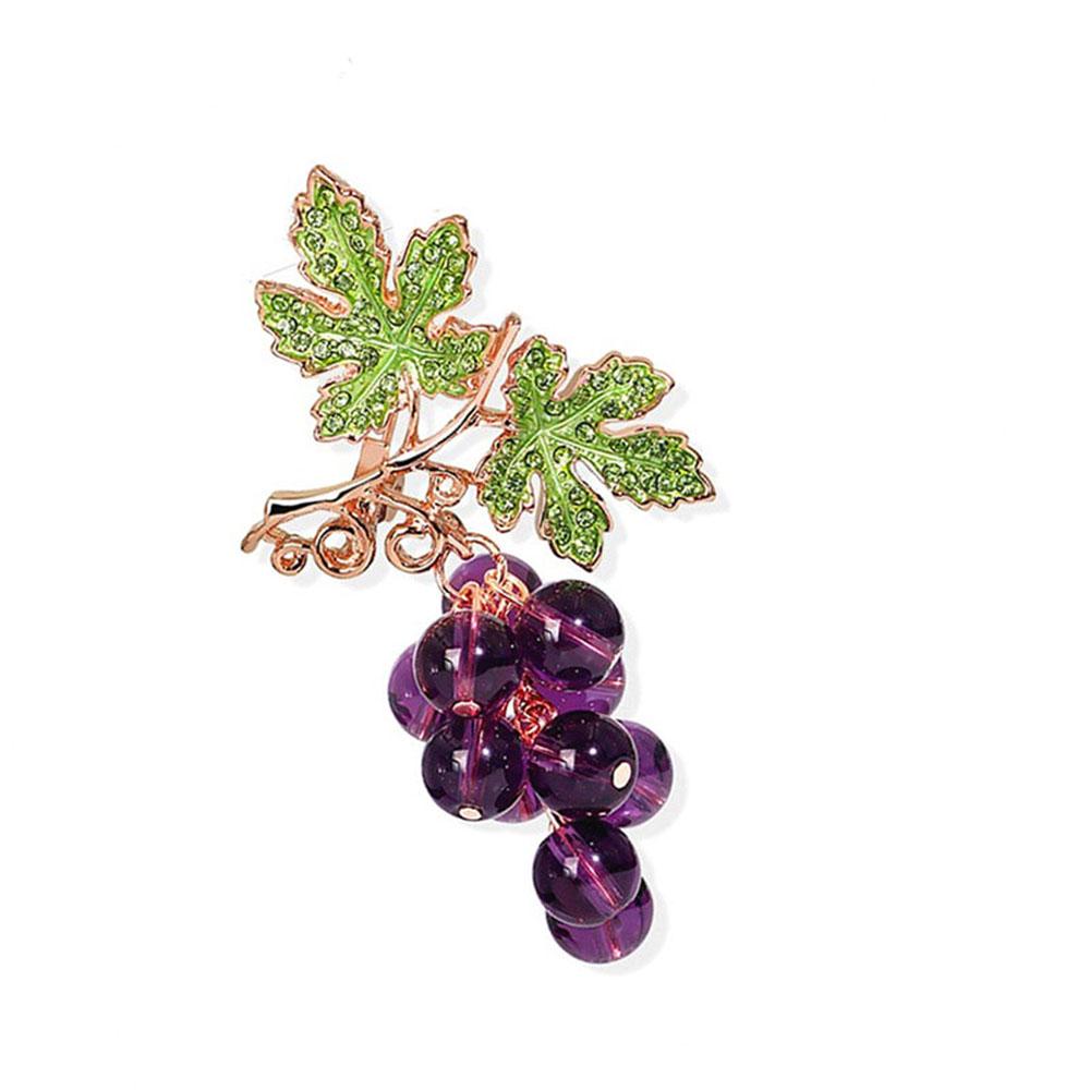 Luxury Brooches Purple Grapes For Women Elegant Jewelry Vivid Fruit Wedding Brooch Pins