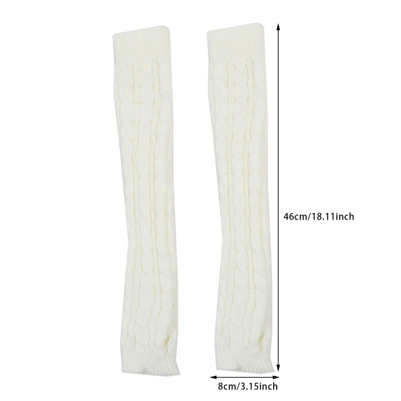 1 пара длинных вязаных унисекс перчаток с полупальцами для женщин и девочек, осенне-зимние, однотонные, теплые варежки до локтя