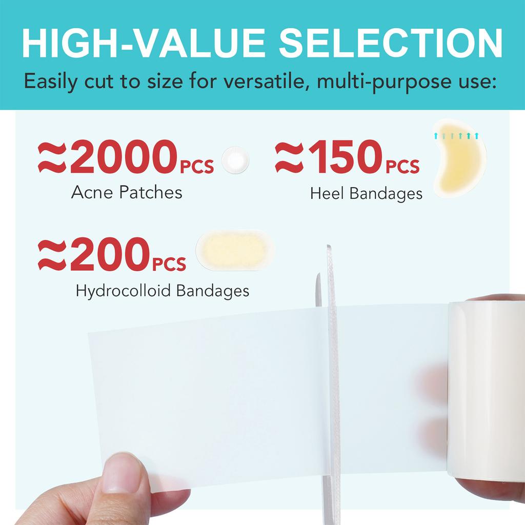 ГИДРОКОЛЛОИДНАЯ ПОДКЛАДКА-РУЛОН Подушечки для поврежденной кожи Патч для ухода за кожей, Кожный пластырь Удобный дышащий материал Удобный дизайн Для путешествий и домашнего использования
