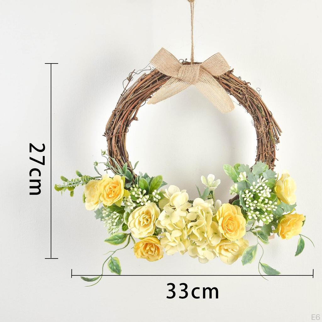 Венок из искусственных цветов 13 дюймов, весенний, для входной двери, зелень, подвесная гирлянда, для помещений и улицы