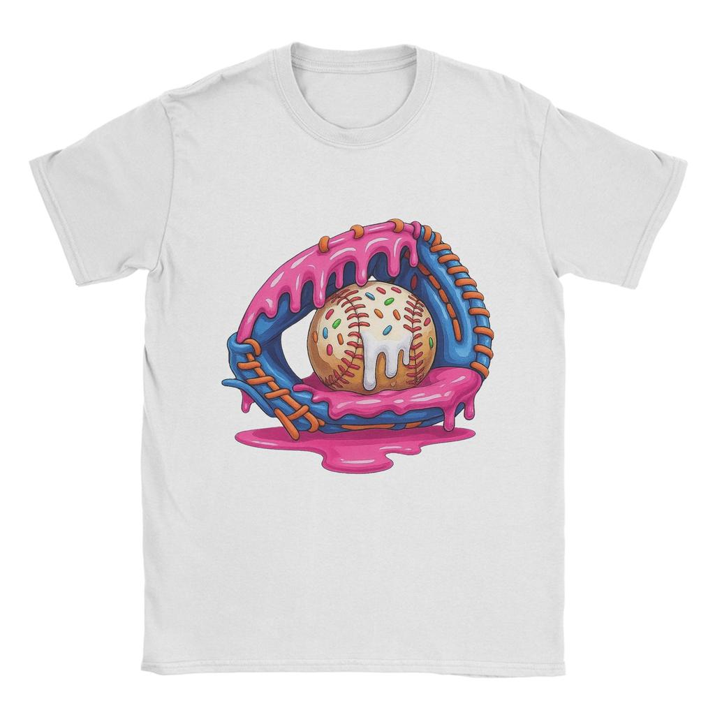 Бейсбольная футболка с мороженым 'Drip' Летняя перчатка 100% хлопок Мужские футболки Хиппи Повседневная футболка Короткий рукав Y2K Ретро футболки