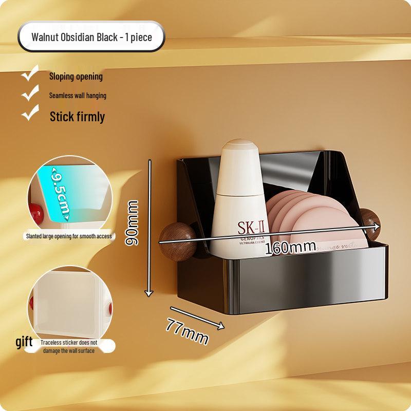 Настенный перфорированный ящик для хранения в ванной комнате с откидным зеркалом и пыленепроницаемым держателем для ватных палочек.