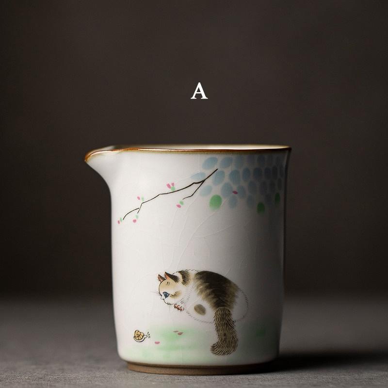 300 мл Ru Kiln Fair Cup Cute Cat Tea Divider Ceramic Even Cup Gong Cup