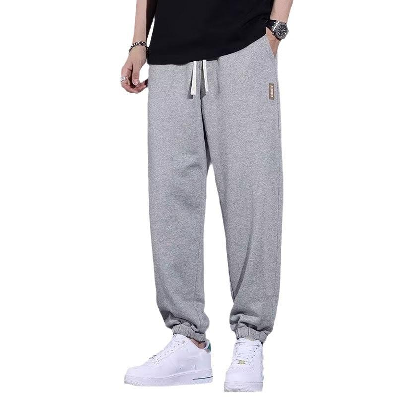 Men's Sweatpants Sportswear Elastic Waist Casual Baggy Pants Black Grey Cotton Joggers Loose Trousers