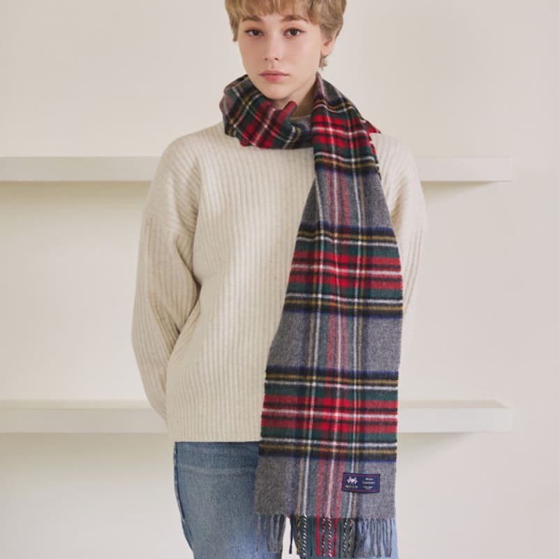 ABRAHAM MOON Шарф из мериносовой шерсти 25 см - Серый Стюарт