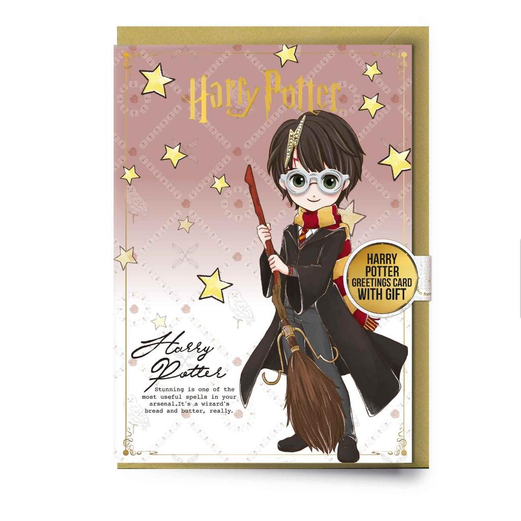 Harry Potter Character Greetings Card with glasses Pinbadge (Pack of 6)