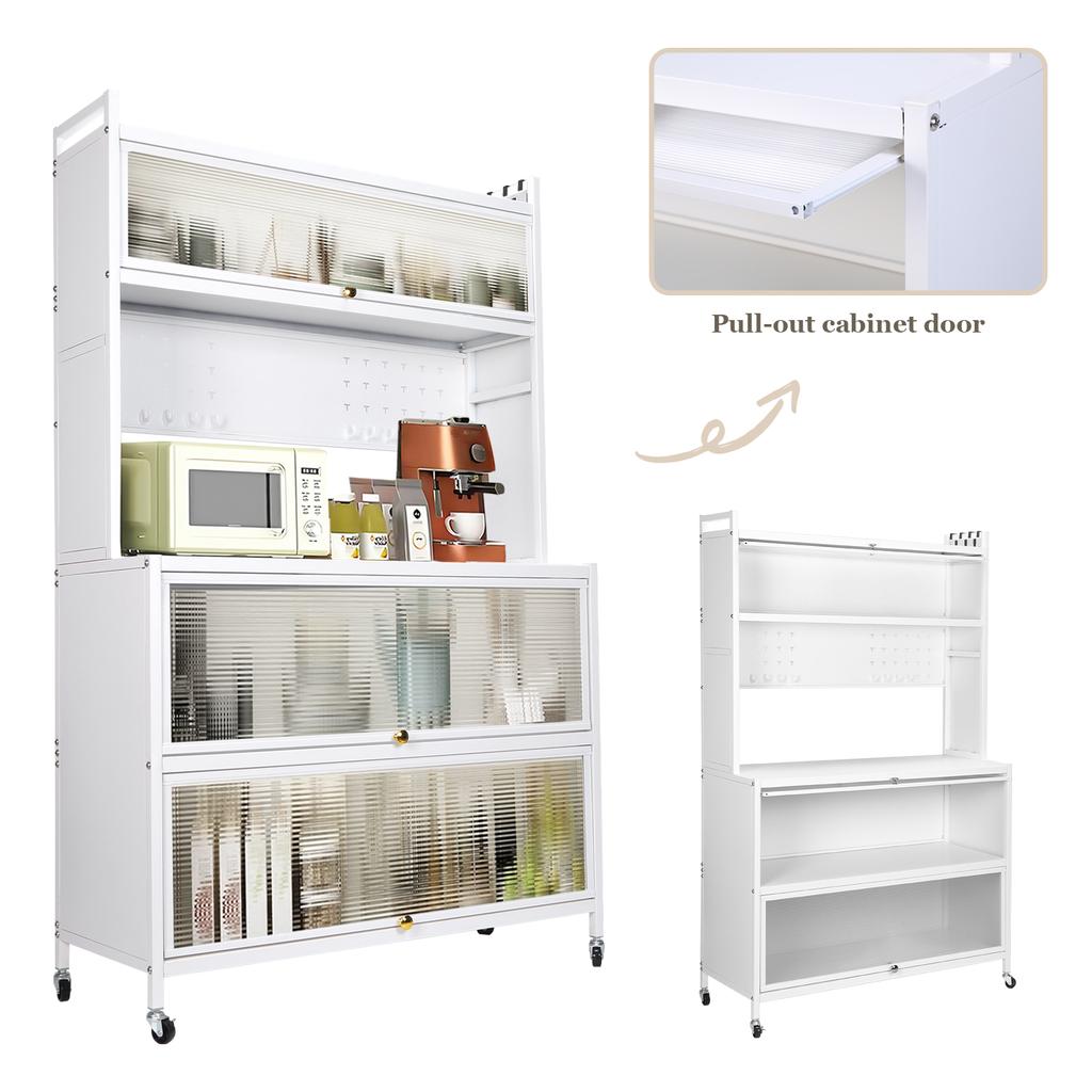 Wheeled Kitchen Storage Cabinets Wear Resist Metal Cabinet Organizer Movable Multi-Layer Floor Storage Cabinet for Home Kitchen