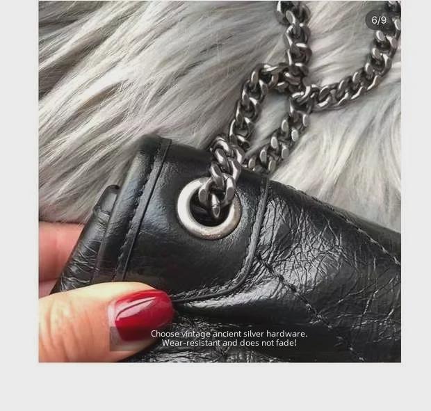 2024 Retro Chain Leather Messenger Bag - Women's Casual Crossbody Shoulder Bag