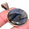 Natural Labradorite Gemstone 925 Sterling Silver Two Tone Pendant 1.85" B2D40