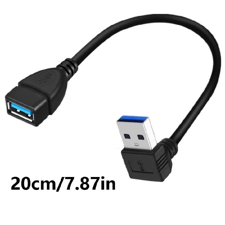 Угловой удлинитель USB 3.0 Кабель USB 3 для мыши, жесткого диска, камеры Легкое подключение и воспроизведение в ограниченном пространстве 20 см / 7,87 дюйма
