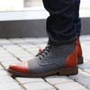 Men's Business Work Short Boots Casual Pointed Toe Mid-Top Dress Chukka Booties Ankle Boots Lace-Up Lightweight Anti-Slip High-Top Dress Shoes for Men