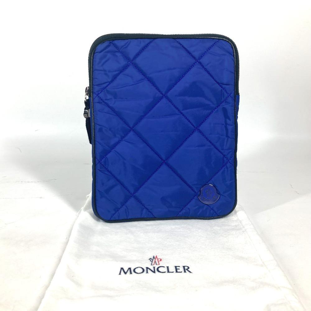 MONCLER logo tablet case Clutch bag Pouch Nylon blue/Black