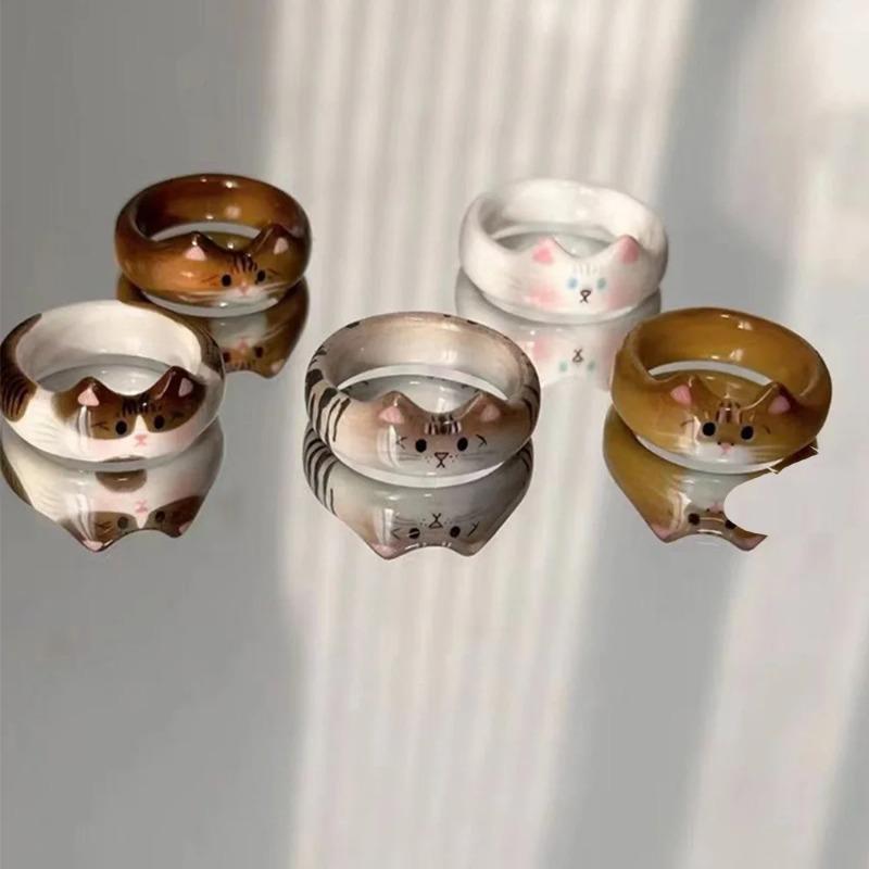 Cartoon-style Cute Cat Ring Small Design Versatile Animal Ring for Students Jewelry Accessories Popular jewelry