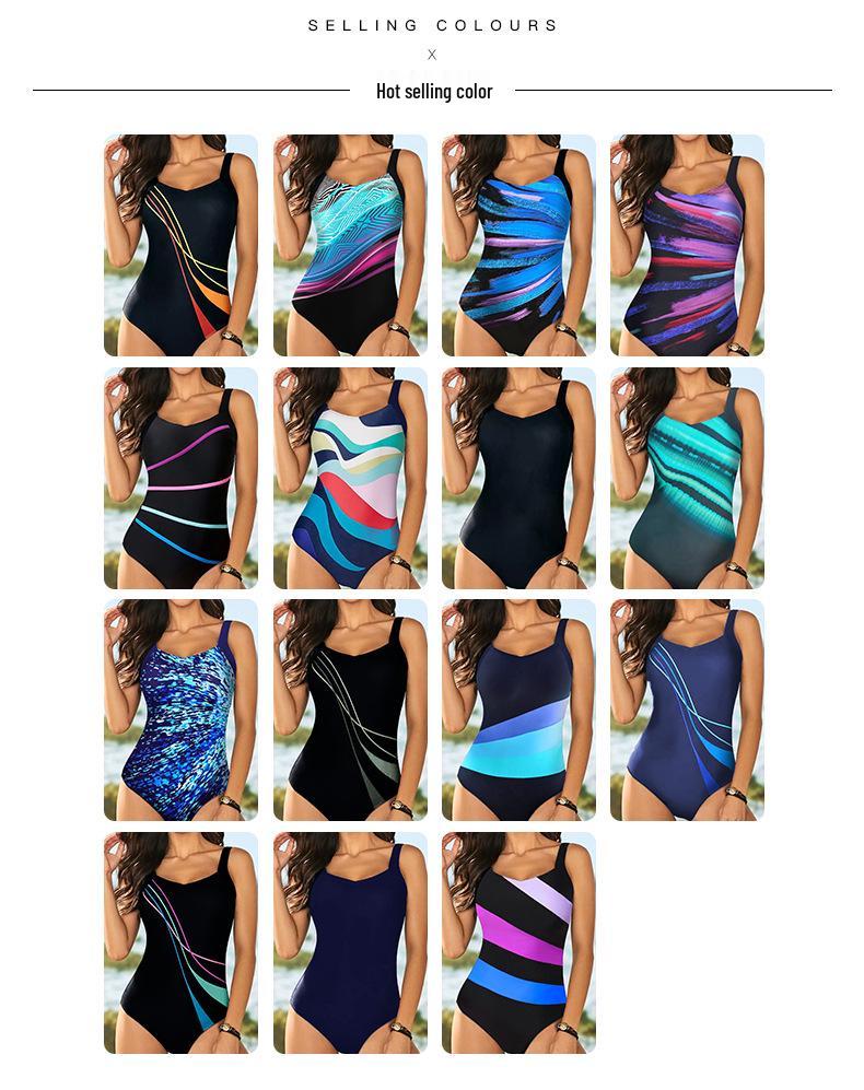 Halter Slimming One-Piece Swimsuit - Quick-Drying Cover Belly Swimwear for Women