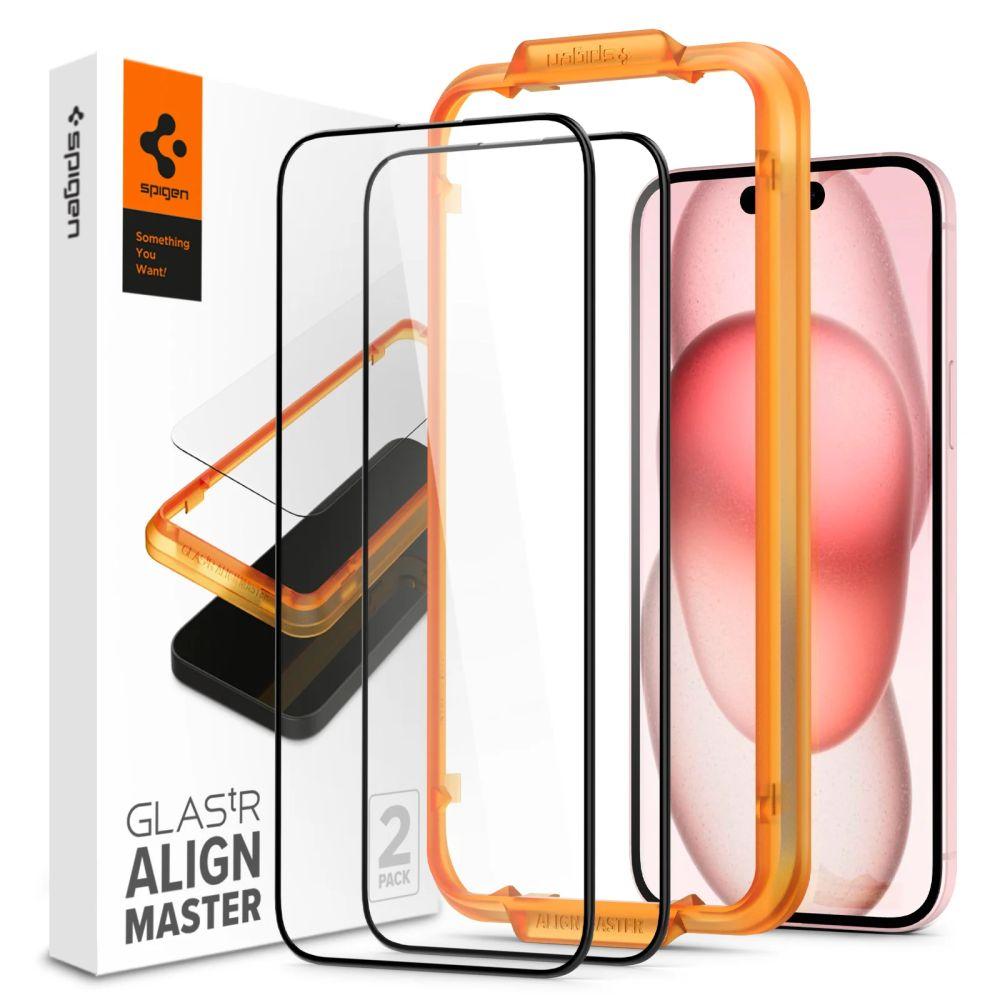 Tempered glass screen protector for iPhone 15 Plus ALM Glass FC - black 2 pcs.