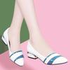 Sapatos Femininas Women Fashion Sweet Light Weight Blue Slip On Square Heel Shoes Lady Classic Comfort Shoes Ab662